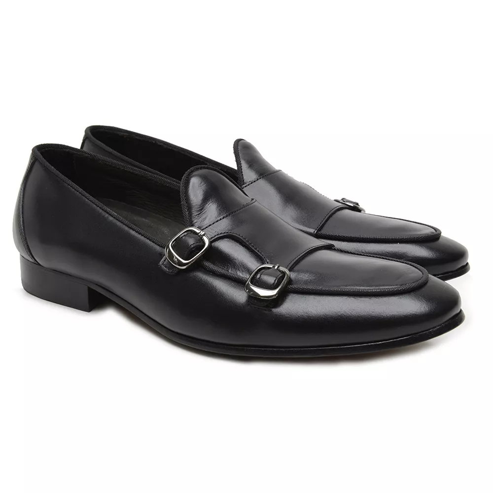 Sapato Monk Strap Corleone Preto